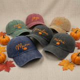 Custom Mama Grandma Pumpkin Embroidered Cap, Pumpkin Hat, Halloween Family Hat, Fall Embroidered Cap, Halloween Gift, Embroidery Hat