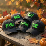 Custom Halloween Family Hat, Personalized Melting Font Cap, Custom Name Spooky Hat, Matching Halloween Group Cap, Embroidered Fall Hat