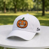 Custom Spooky Expression Pumpkin Hat - Halloween Jack-o'-Lantern Dad Cap
