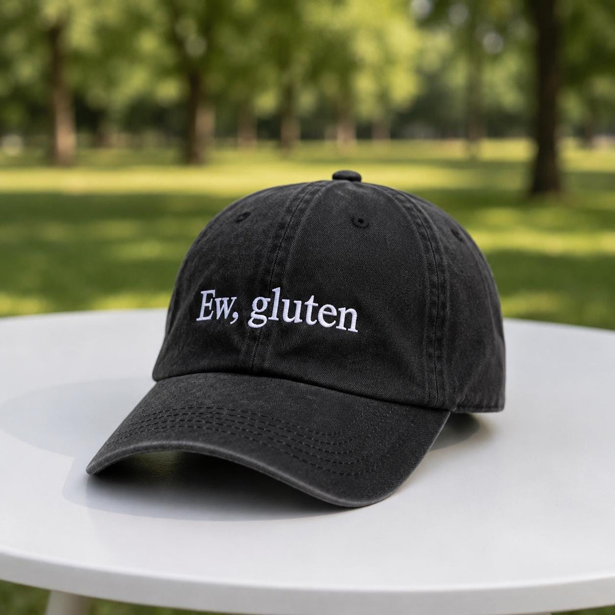 Ew Gluten Embroidered Hat, Funny Celiac Disease Baseball Cap, Gluten Free Humor Dad Hat, Food Allergy Gift Cap