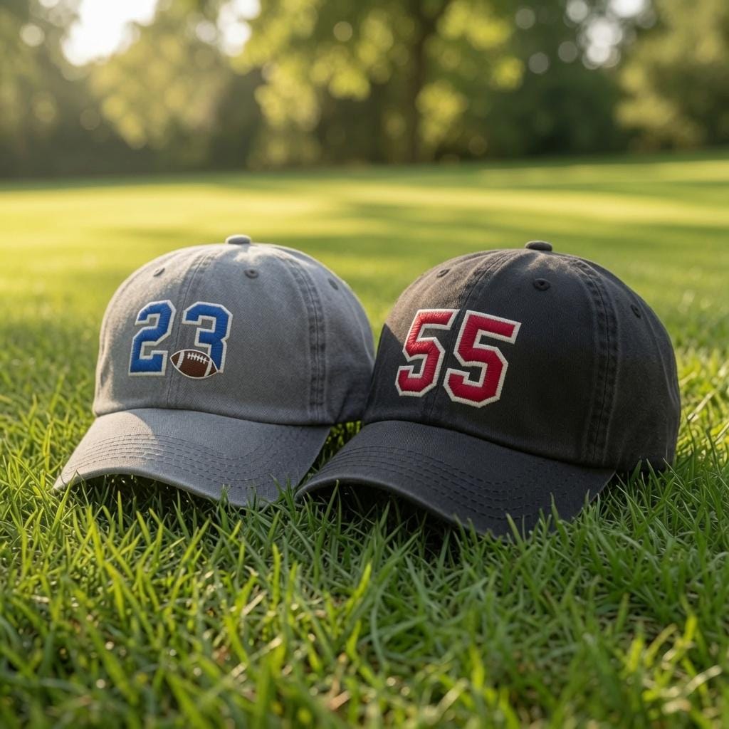 Custom Varsity Number Embroidered Baseball Hat - Personalized Cotton Dad Cap