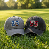 Custom Varsity Number Embroidered Baseball Hat - Personalized Cotton Dad Cap