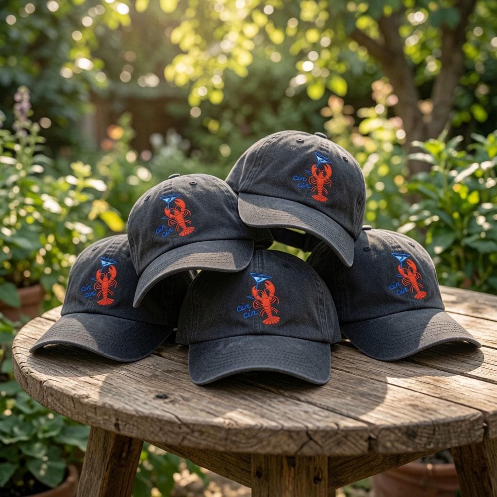Custom Name Lobster Martini Embroidered Hat, Personalized Cin Cin Baseball Cap, Summer Beach Bachelorette Party Hat, Custom Embroidered Gift