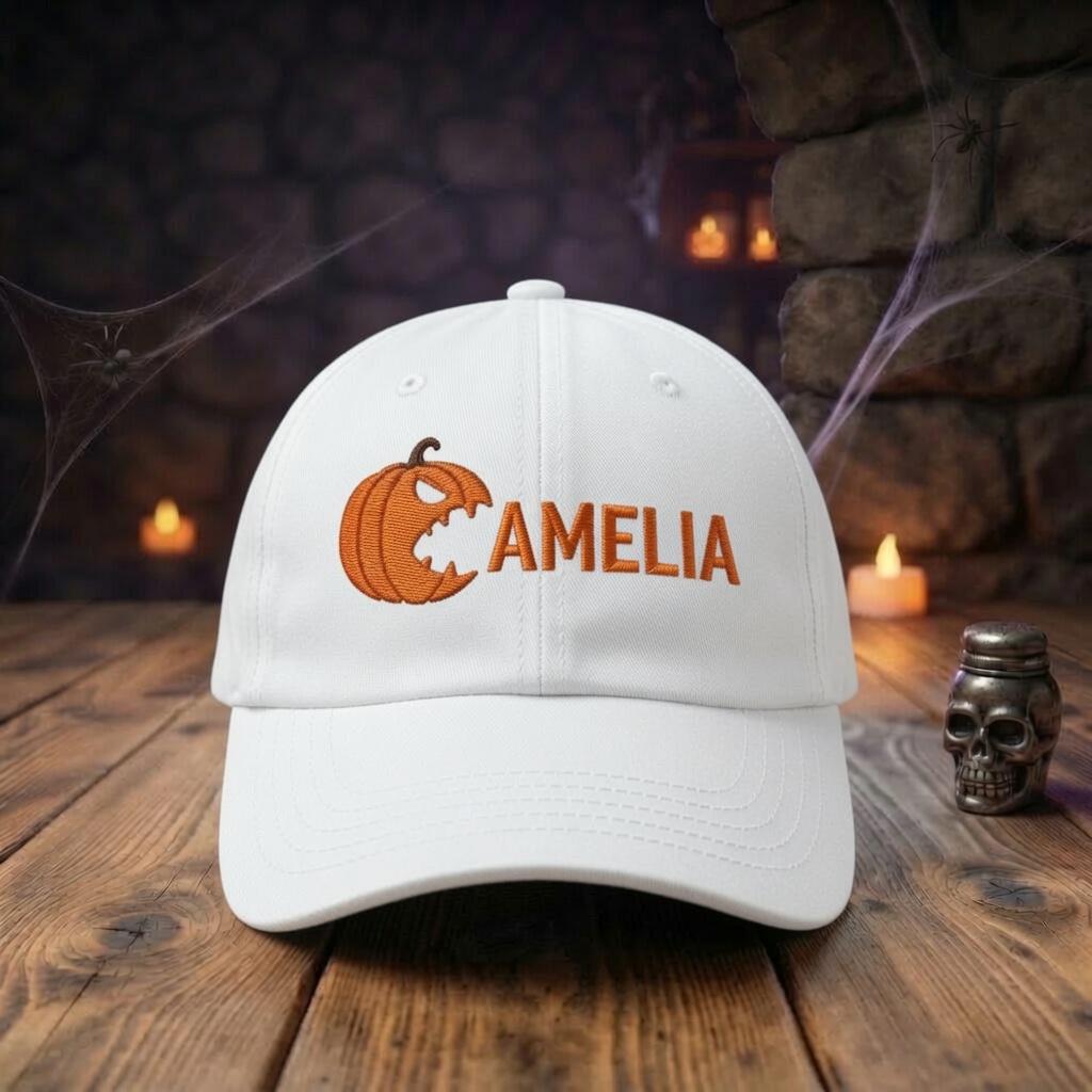 Pumpkin Face Embroidered Halloween Hat, Cute Jack O Lantern Baseball Cap, Fall Gift