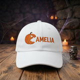 Pumpkin Face Embroidered Halloween Hat, Cute Jack O Lantern Baseball Cap, Fall Gift