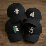 Beach Ghost Embroidered Hat, Funny Tropical Halloween Baseball Cap, Summer Spooky Gift