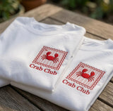Custom Crab Club Embroidered Shirt, Coastal Aesthetic Stamp Graphic Summer Cotton Tee