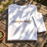 Custom Text Embroidered Shirt, Personalized Colorful Word Retro Star Embroidery Tee