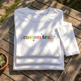 Custom Text Embroidered Shirt, Personalized Colorful Word Retro Star Embroidery Tee
