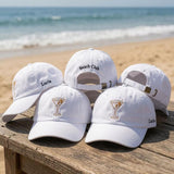 Custom Martini Hat, Embroidered Cocktail Cap, Beach Club Hat, Personalized Beach Accessory, Summer Party Gift, Custom Name Side Cap