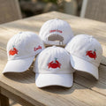 Custom Crab Club Hat, Personalized Martini Crab Cap, Beach Party Hat, Embroidered Name Hat, Custom Summer Accessory, Bachelorette Trip Gift