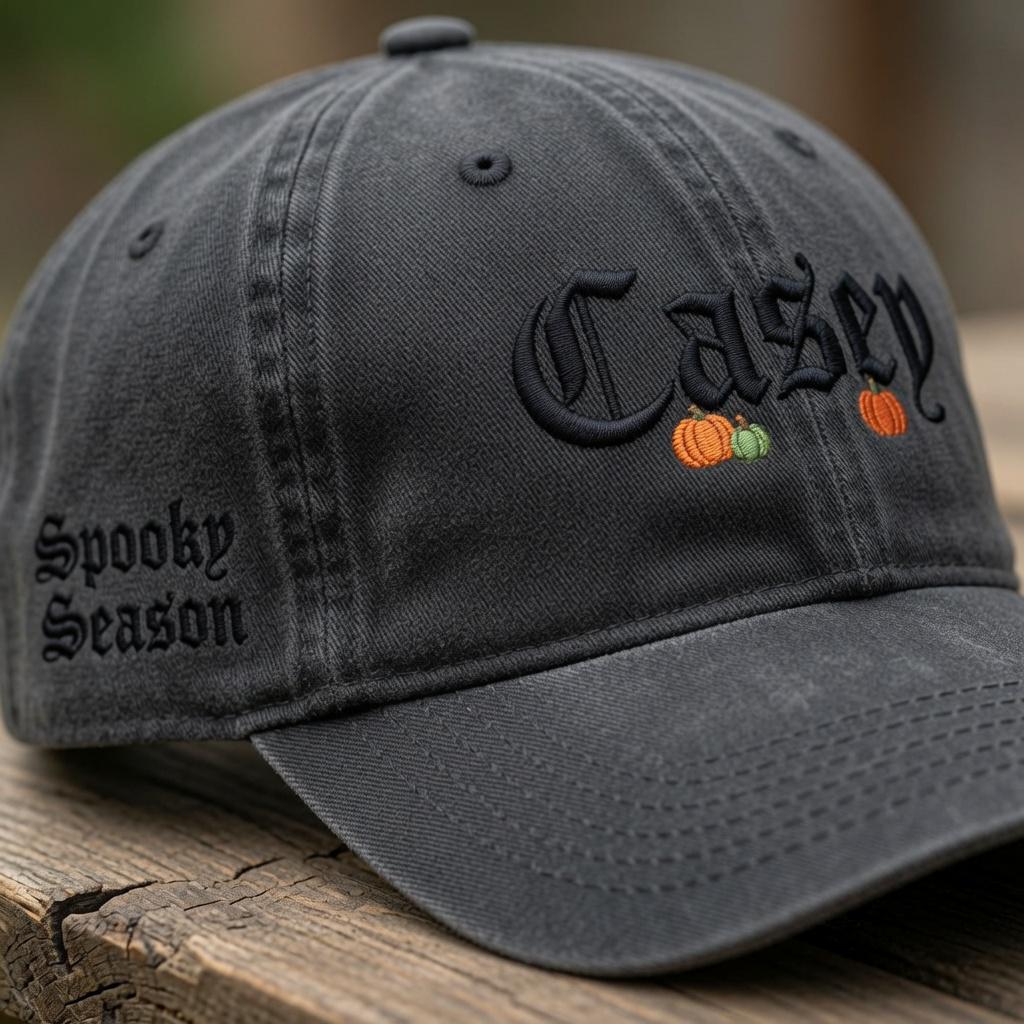 Embroidered Halloween Custom Name Hat, Halloween Embroidered Hat, Pumpkin Hat, Personalized Gift, Custom Cap Spooky Season Dad Hat