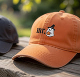 Custom Spooky Mr and Mrs Family Name Embroidered Hat - Halloween Newlywed Matching Couple Cotton Dad Cap
