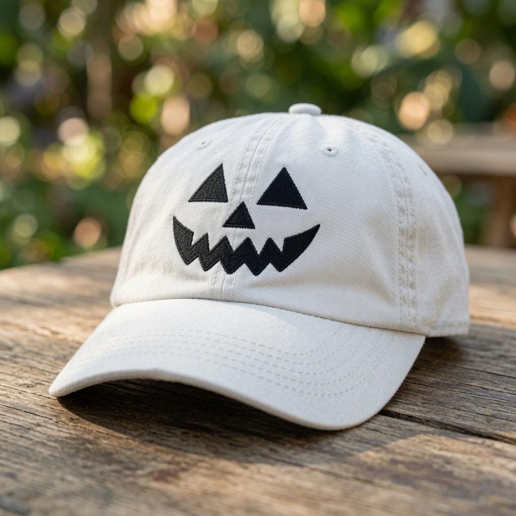 Custom Name Halloween Pumpkin Embroidered Hat, Personalized Jack O Lantern Baseball Cap, Cute Spooky Season Vintage Washed Dad Hat
