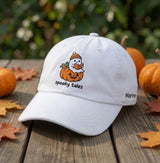 Custom Name Spooky Tales Ghost Embroidered Hat, Personalized Pumpkin Book Reading Baseball Cap, Vintage Washed Bookish Dad Hat Gift