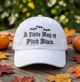 Gothic Bat Embroidered Hat, Black Washed Cotton Baseball Cap, Halloween Gift