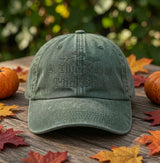 Gothic Bat Embroidered Hat, Black Washed Cotton Baseball Cap, Halloween Gift