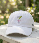 Custom Martini Hat, Embroidered Cocktail Cap, Personalized Name Hat, Cocktail Club Hat, Summer Party Gift, Custom Side Name Cap, Drink Cap