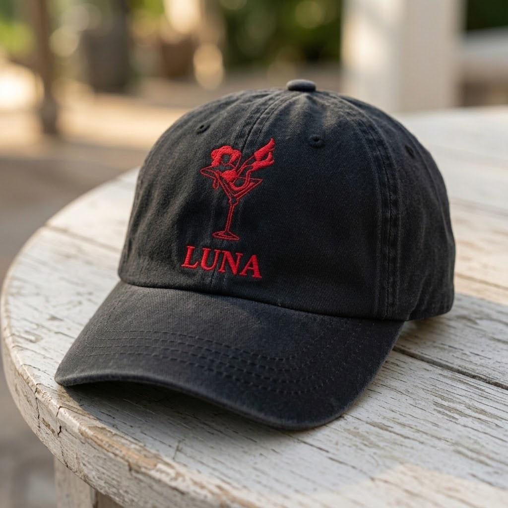 Custom Martini Hat, Personalized Name Cap, Embroidered Cocktail Hat, Custom Text Dad Hat, Party Gift, Summer Accessory, Personalized Gift