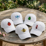 Mini Insect Embroidered Hat, Butterfly Bee Beetle Moth Baseball Cap, Nature Lover Gift