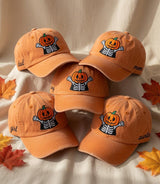 Custom Pumpkin Skeleton Embroidered Hat - Spooky Matching Family Halloween Cap