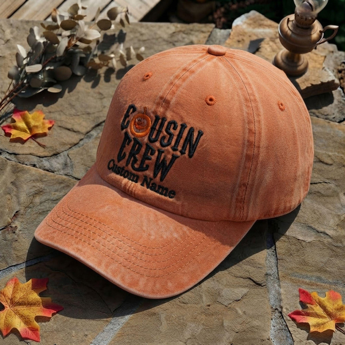 Personalized Cousin Crew Halloween Washed Hat, Haunted House Cap, Horror Graphic Cap, Halloween Movie Cap, Spooky Season Cap