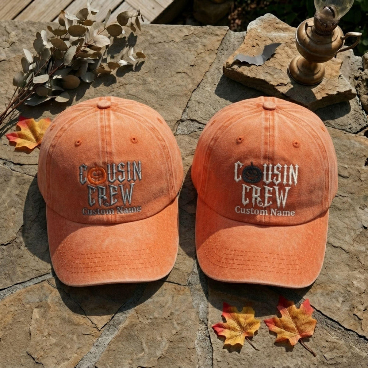 Personalized Cousin Crew Halloween Washed Hat, Haunted House Cap, Horror Graphic Cap, Halloween Movie Cap, Spooky Season Cap