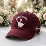 Custom Bridesmaid Goose Embroidered Hat - Funny Duck Bachelorette Party Cap