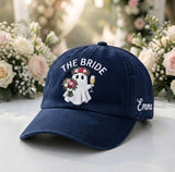 Custom The Bride Ghost Embroidered Hat - Spooky Bachelorette & Halloween Wedding Cap