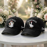 Bride & Bridesmaid Ghost Goose Embroidered Hat Set - Spooky Bachelorette Cap