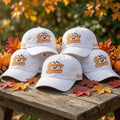 Custom Name Spooky Season Embroidered Hat, Personalized Halloween Bats Baseball Cap, Cute Fall Autumn White Dad Hat, Custom Embroidered Gift