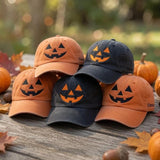 Custom Pumpkin Embroidered Hat, Jack O Lantern Dad Hat, Halloween Baseball Cap, Personalized Name Date Cap, Spooky Fall Season Costume Gift