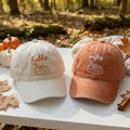 Matching Pumpkin Couple Embroidered Hats, Personalized Husband Wife Fall Baseball Caps