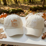 Matching Pumpkin Couple Embroidered Hats, Personalized Husband Wife Fall Baseball Caps
