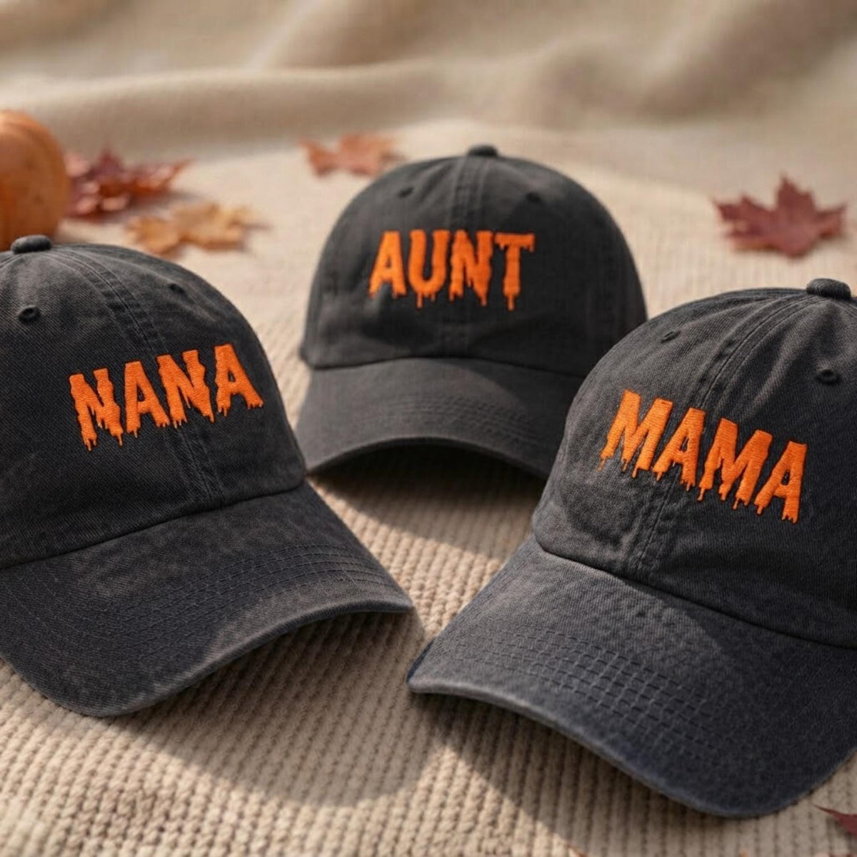 Custom Embroidered Mama Halloween Washed Cotton Baseball Cap, Spooky Season Fall Gift