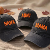 Custom Embroidered Mama Halloween Washed Cotton Baseball Cap, Spooky Season Fall Gift