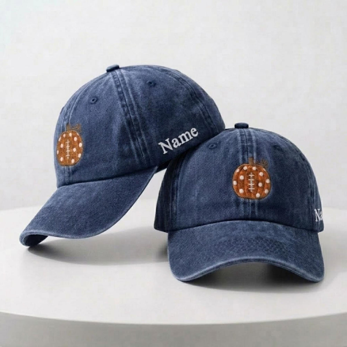 Pumpkin Football Mom Embroidered Hat, Fall Game Day Baseball Cap, Sports Mom Gift