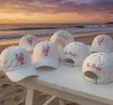 Custom Lobster Embroidered Hat, Personalized Coastal Cocktail Baseball Cap, Beach Vacation Gift