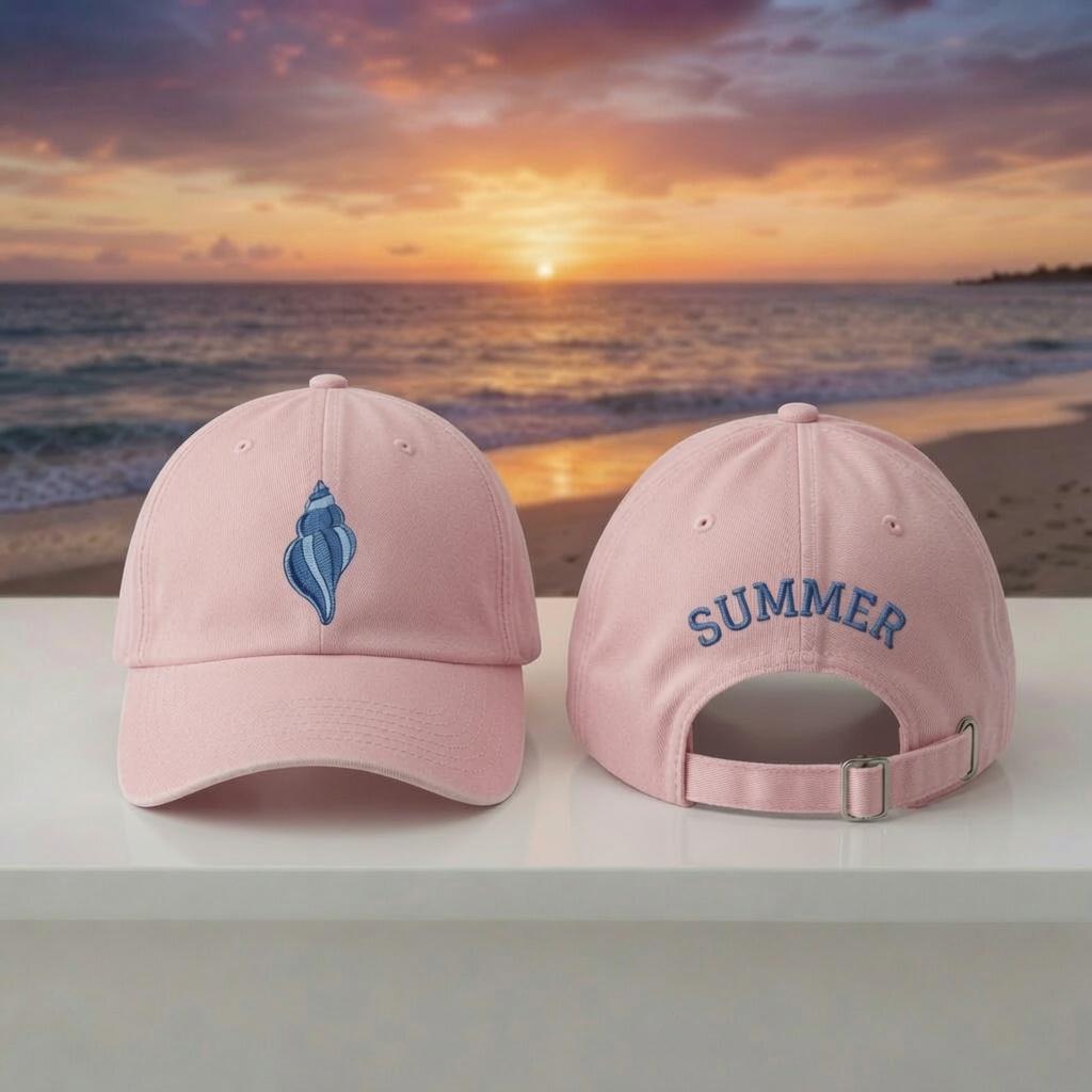 Seashell Embroidered Dad Hat, Coastal Summer Baseball Cap, Beach Lover Gift