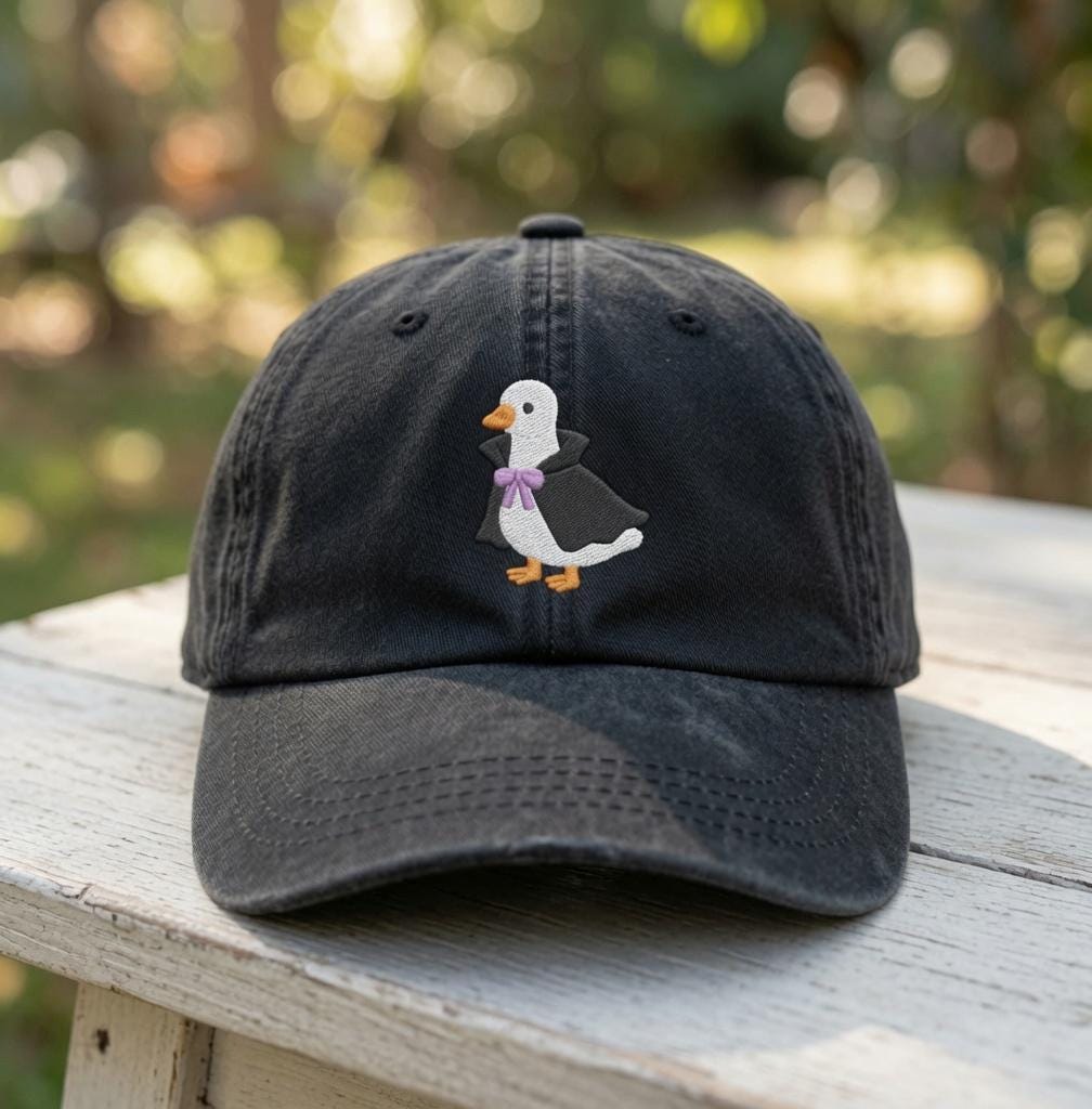 Custom Halloween Duck Hat, Embroidered Ghost Duck Cap, Funny Halloween Gift, Cute Duck Embroidered Dad Hat, Spooky Season Cap, Holiday Gift
