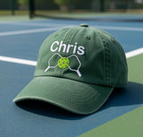 Custom Embroidered Pickleball Hat - Personalized Paddle & Name Court Cap