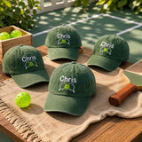 Custom Embroidered Pickleball Hat - Personalized Paddle & Name Court Cap