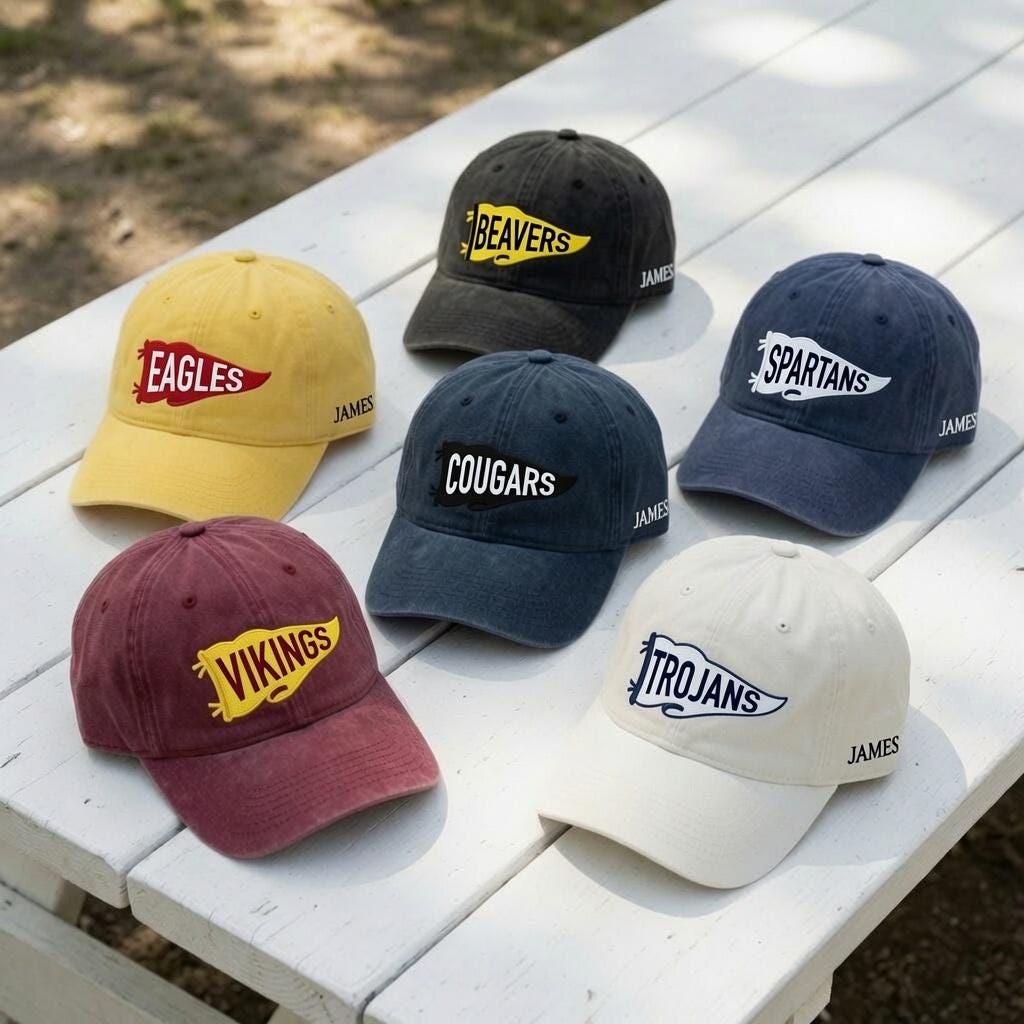 Custom Mascot Name Sports Embroidered Hat - School Spirit Team Cap