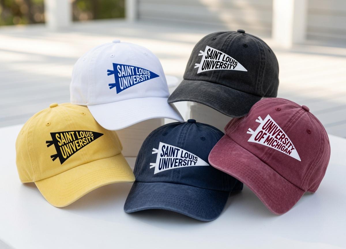 Custom College Pennant Embroidered Hat - Personalized Campus Spirit Cap