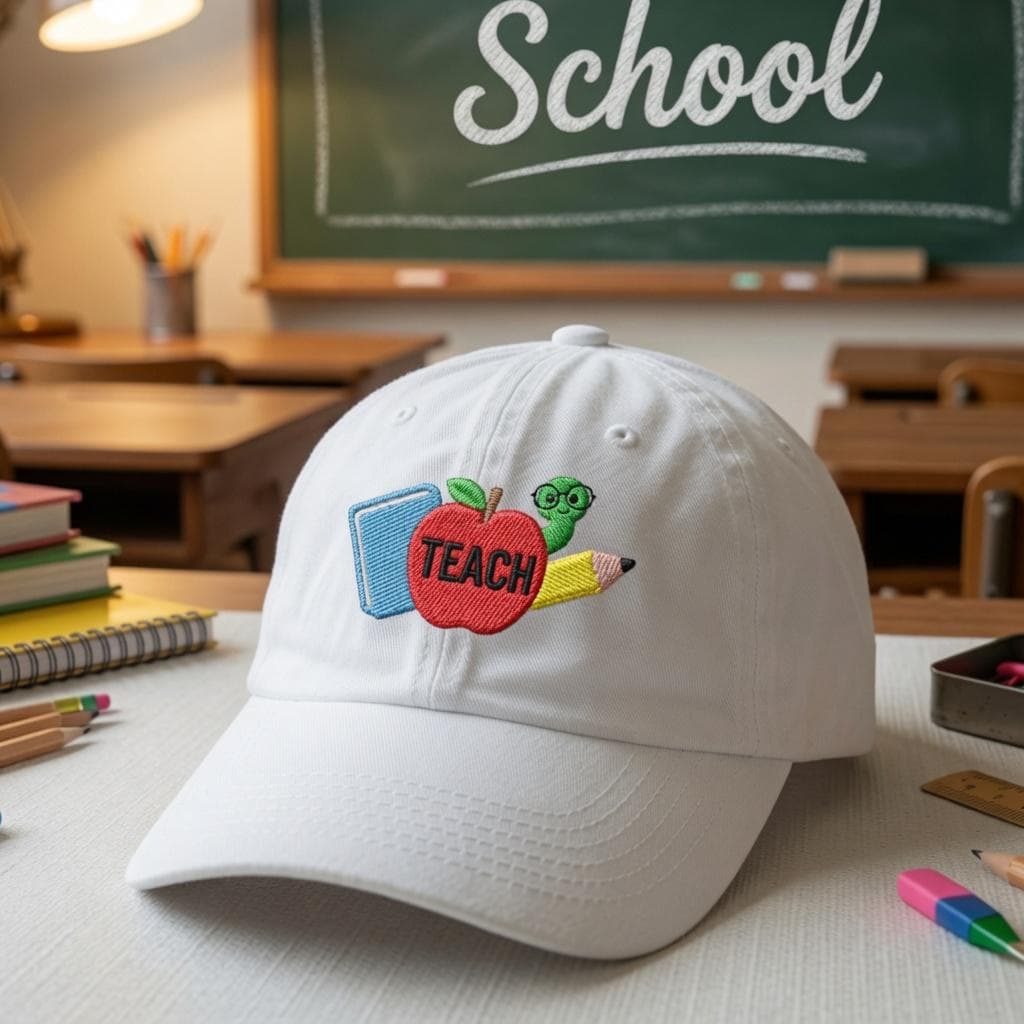 Custom Apple Teacher Embroidered Hat, Personalized Educator Baseball Cap, Teacher Appreciation Gift