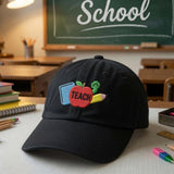 Custom Apple Teacher Embroidered Hat, Personalized Educator Baseball Cap, Teacher Appreciation Gift