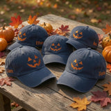 Personalized Jack O Lantern Embroidered Hat, Custom Halloween Pumpkin Baseball Cap, Fall Gift