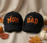 Halloween Mom & Dad Embroidered Cap - Spooky Bat & Spiderweb Matching Hat