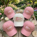 Custom Camp Pennant Embroidered Hat, Personalized Bachelorette Party Baseball Cap, Girls Trip Gift