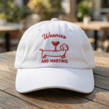 Custom Weenies and Martinis Hat, Dachshund Cocktail Cap, Cute Dog Dad Hat, Funny Weiner Dog Gift, Dog Lover Hat, Embroidered Pet Cap